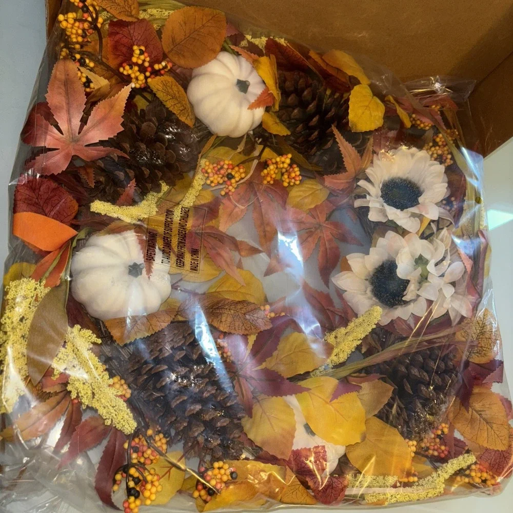 24 Inch Fall Wreath Front Door Outside Wreath With Pumpkins Pine Cones Flowers